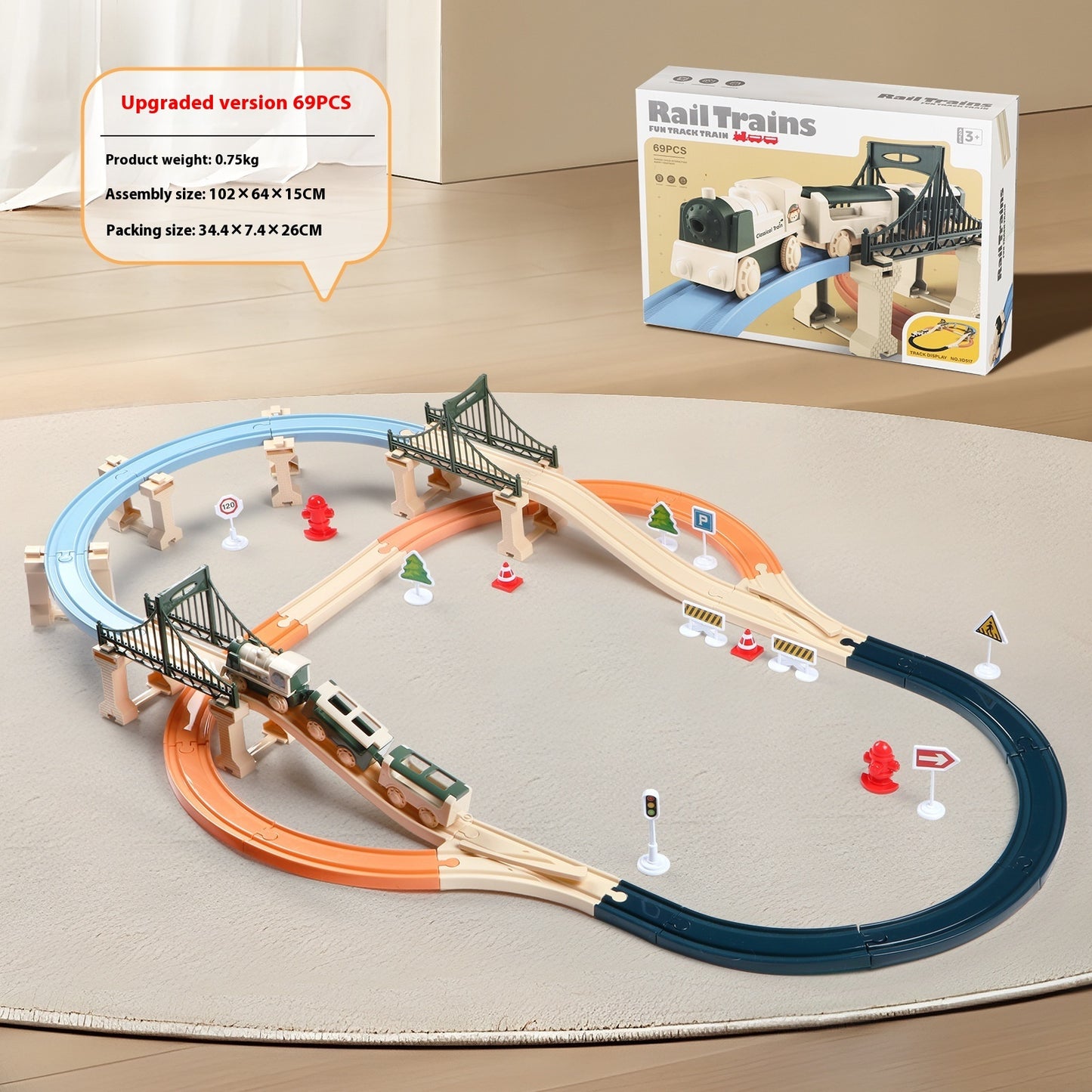 Small Train Track DIY Splicing Blocks Bridge