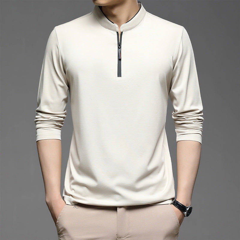 Half High Collar Cotton Mens Shirt