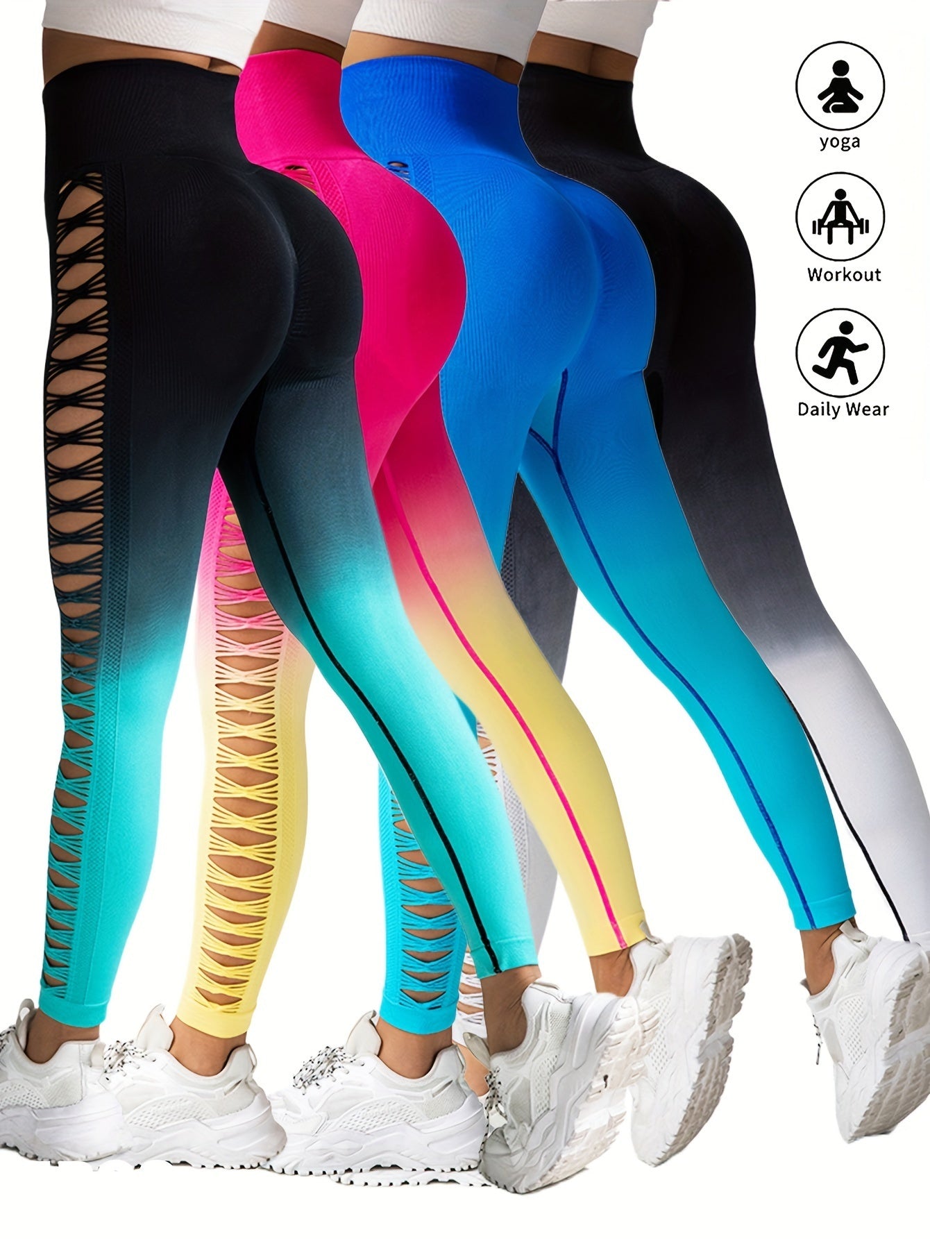 4 Pack Cut Out Ombre Leggings