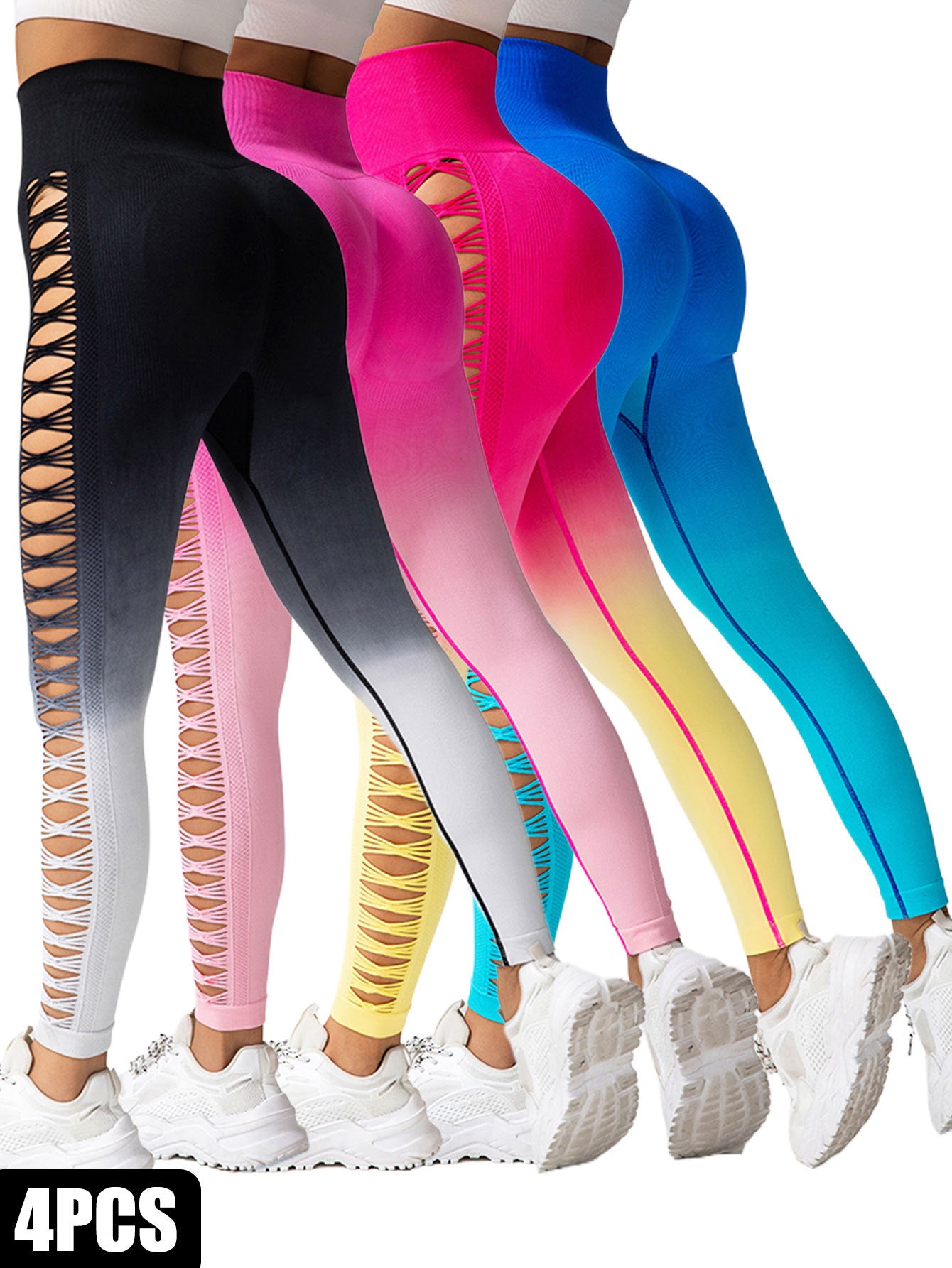 4 Pack Cut Out Ombre Leggings