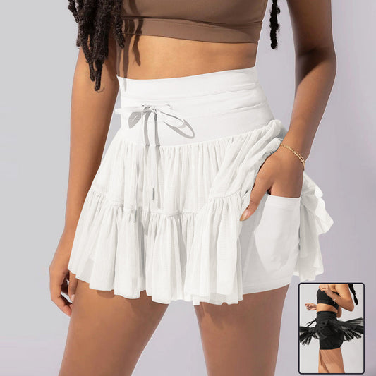 High Waist Dress Lace-up Sports Skirt With Anti-exposure