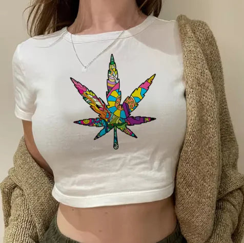 Crop Top Weed Clothing T-Shirt