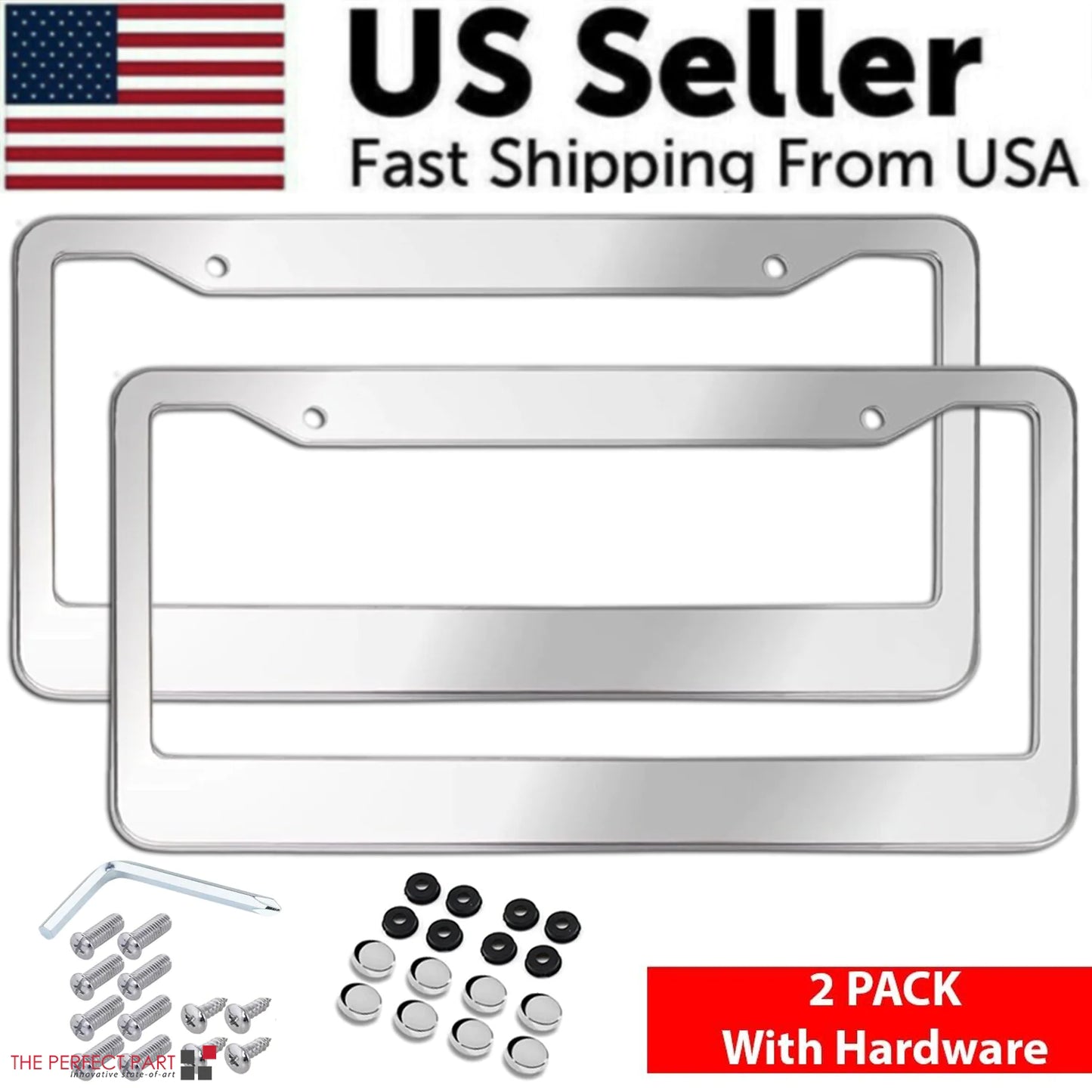 2PCS Chrome License Plate Frame