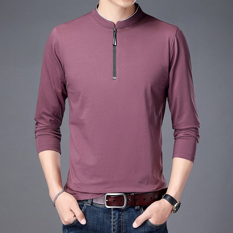 Half High Collar Cotton Mens Shirt