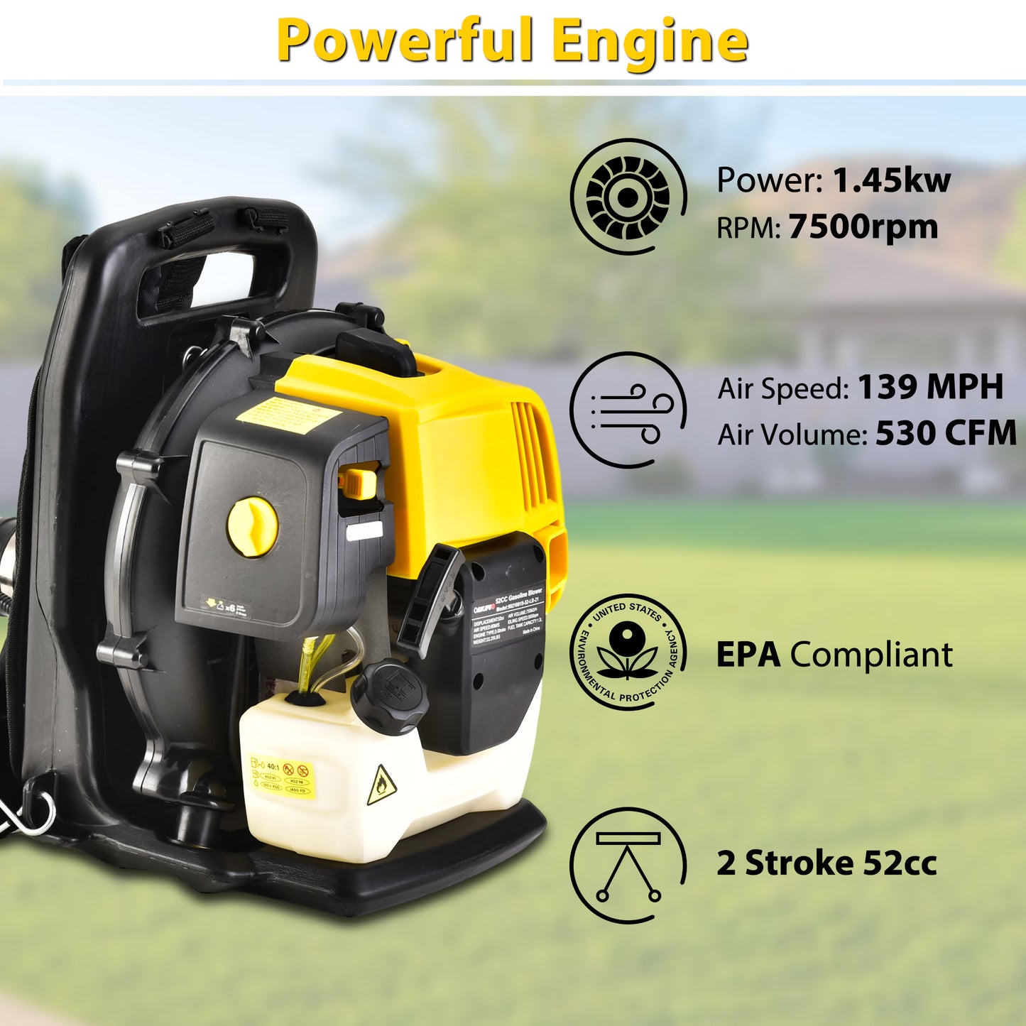 2 Stroke Commercial Backpack Leaf Blower Gas Powered