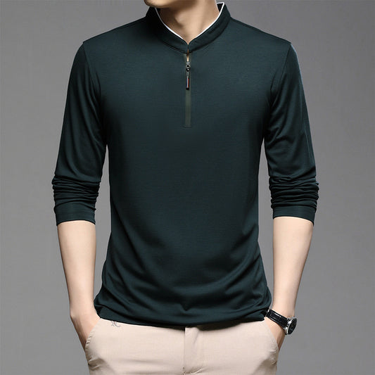 Half High Collar Cotton Mens Shirt